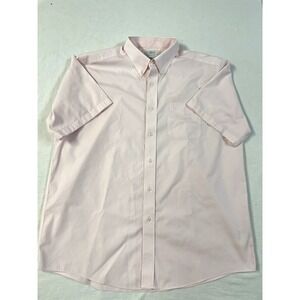 L.L. Bean Men's Traditional Fit Short Sleeve Dress Shirt Pink  Cotton 17-35